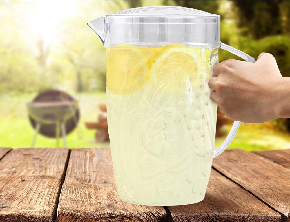 Pitcher Plastic Design Plastic Beverage Pitcher with Lid | 760z | Fruit Design | Arrow