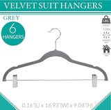 Velvet Hangers Clips 6pk Grey Simplify