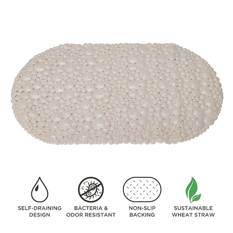 Non-Slip Bath Mat (26.4" x 14.6") Ivory Bath Bliss