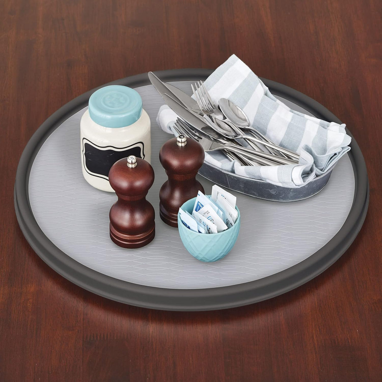 Lazy Susan Turntable Non-Skid | Charcoal/Light Gray | 18" | Copco