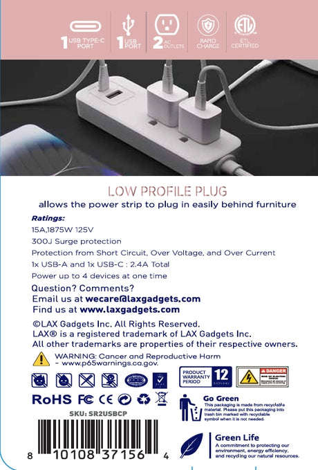 5Ft Multi Charging Extension Cord