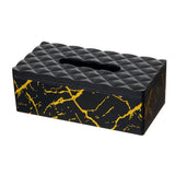 Tissue Box Black w/ Gold Marble