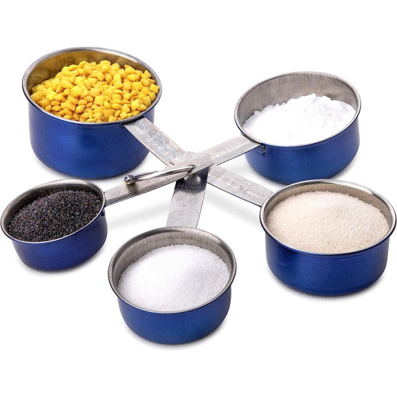 Blue Stainless Steel Measuring Cups