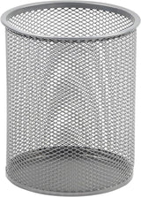 Round Steel Mesh Pencil Cup Holder Silver
