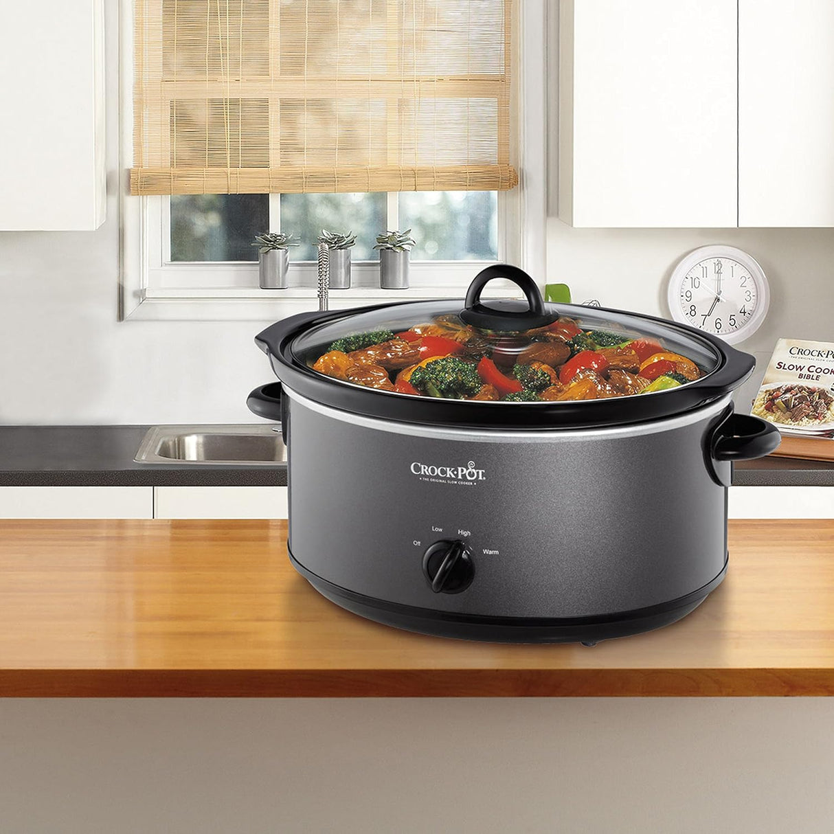 Slow Cooker 7QT Charcoal Crockpot