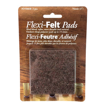 Square Felt Furniture Pads Brown (3") Flexi Felt