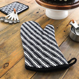 Oven Mitt Striped Black