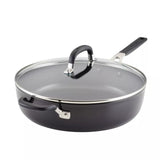 Kitchen Aid 5qt Hard Anodized Covered Saute w/Helper Handle: Nonstick, Oven Safe, Silicone Handle, Glass Lid