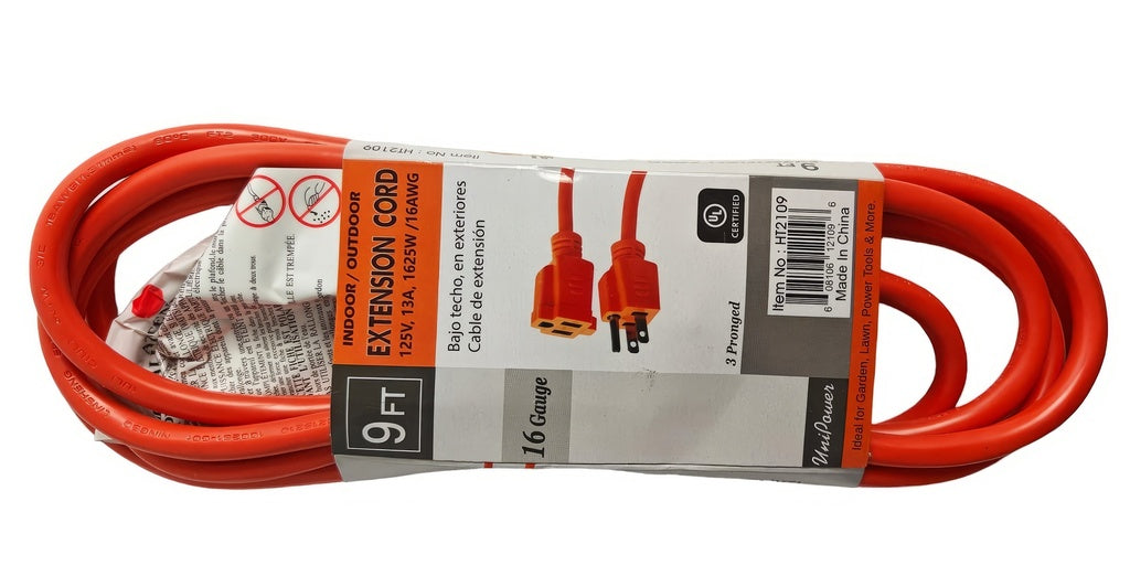 Extension Cord 9FT Orange Unipower