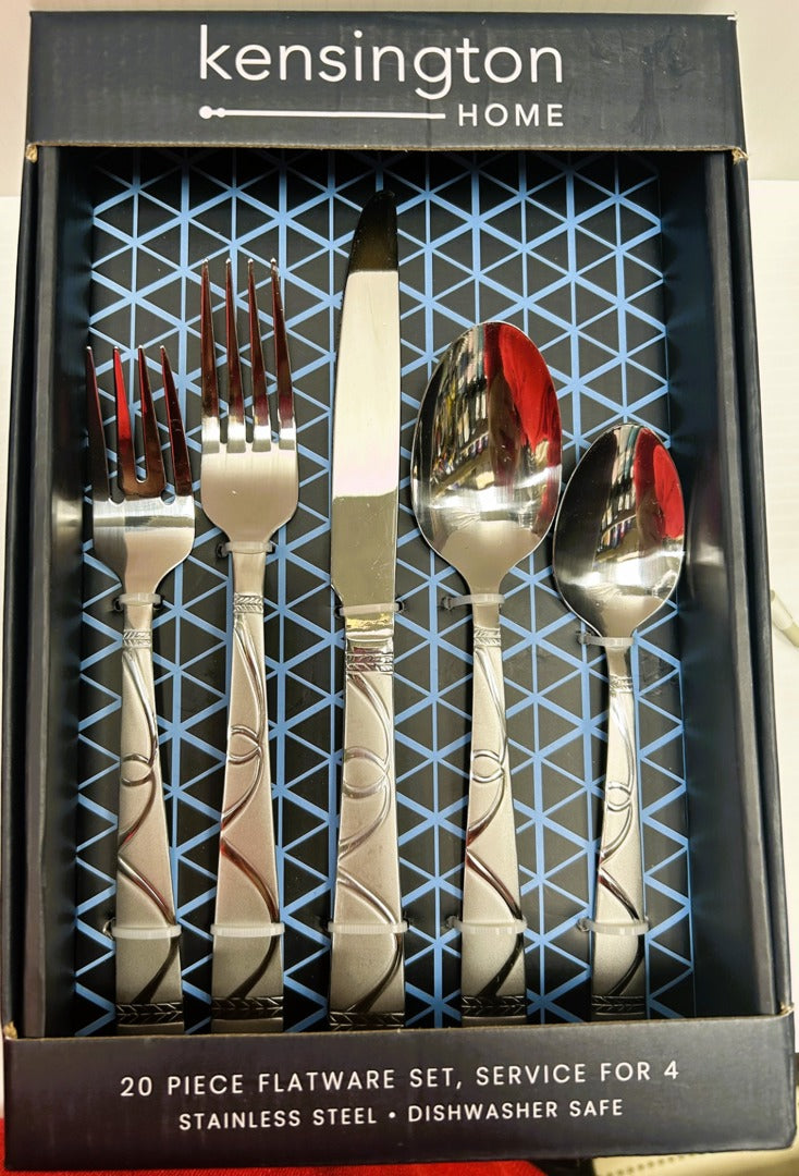 Stainless Steel Flatware 20pc | Jubilee Frost | Silver | Kensington Home