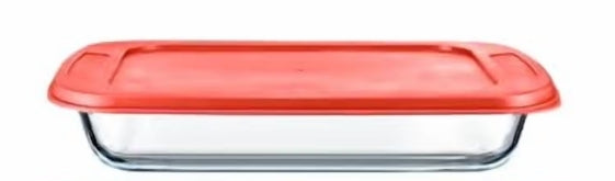 Rectangular Bake Dish 3QT w/Red Lid Eurostar