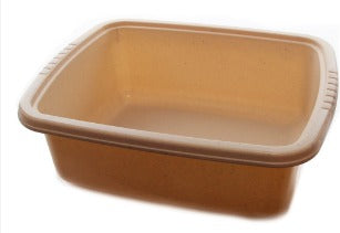 Square Plastic Wash Basin 6.25QT Beige w/Dots