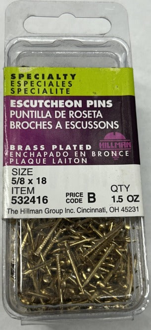 Escutcheon Pins 5/8x18 Hillman