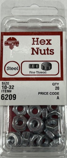 Hex Nuts 10-32 Hillman