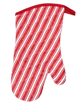 Oven Mitt Striped Red