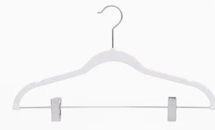 Plastic Hangers Adult White w/Clips 5PK Quality Hangers