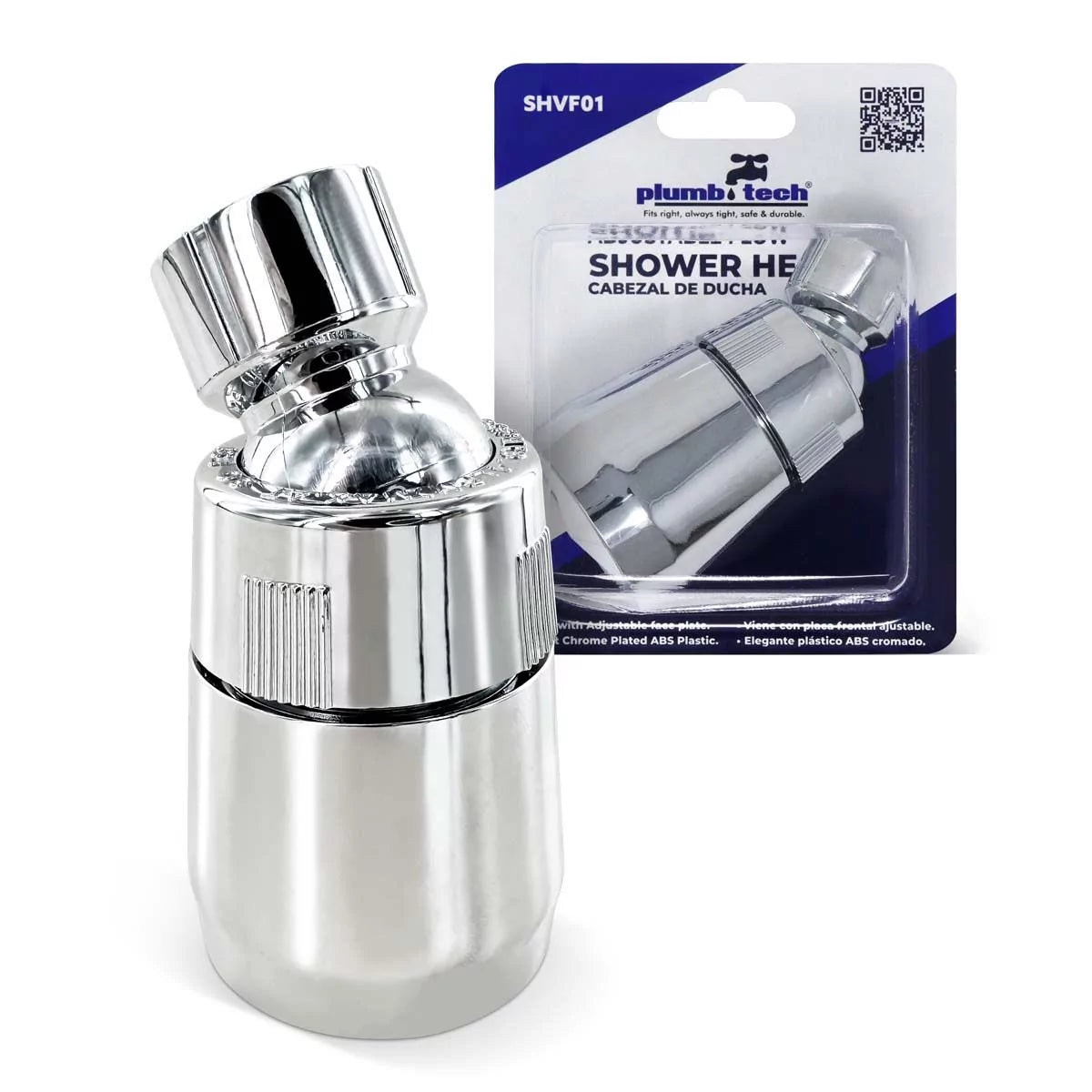 Chrome Shower Head | Adjustable Flow | Plumb Tech