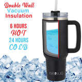 Insulated Tumbler Cup with Handle, Lid & Straw | 40 oz | Stainless Steel | Brentwood