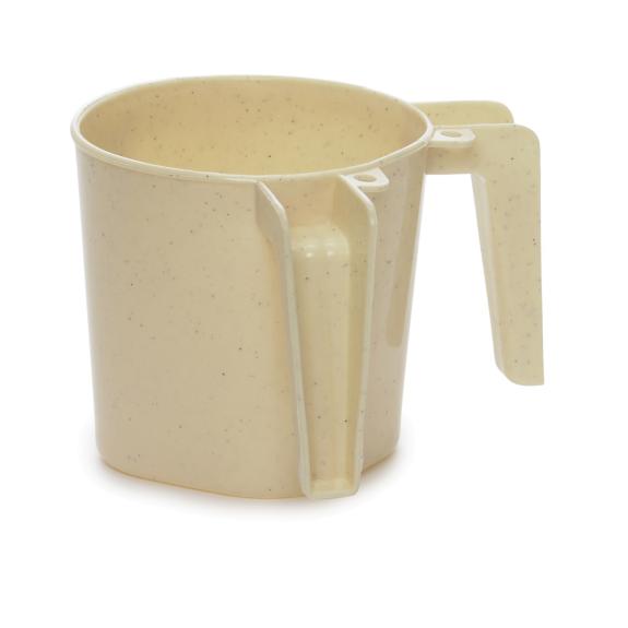 Plastic Square Small Wash Cup Beige w/Dots (BA156)