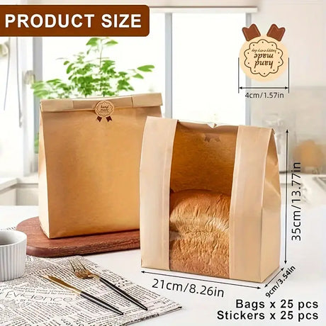 Sourdough Bread Bags with Stickers -25 Pack