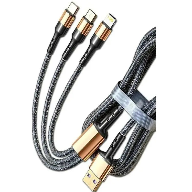 3 in 1 Charging Cable | Braided Multi-Charger | 4ft Length | Mighty Wireless