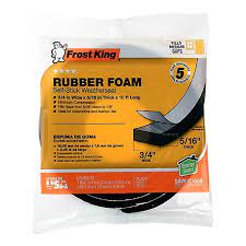 Weatherseal/Black Rubber Foam 5/16" x 10' Frost King