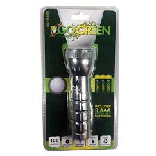 Flashlight Silver 28 LED Go Green
