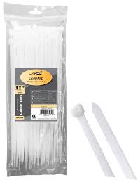 11" Cable Ties White Leopard