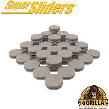 Super Sliders Felt Pads with Gorilla Glue | Self-Adhesive Floor Protectors | 1" Beige | 48-Pack