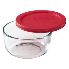 Glass Storage 2 Cup Red Pyrex