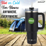 Insulated Tumbler Cup with Handle, Lid & Straw | 40 oz | Stainless Steel | Brentwood
