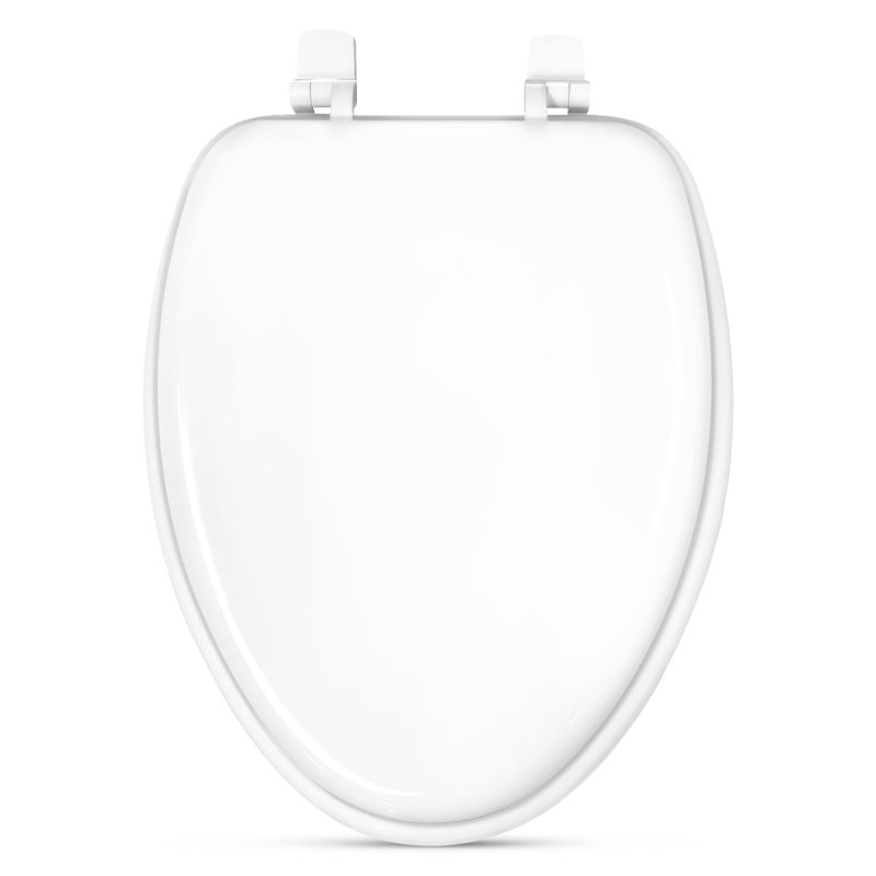 Elongated Wood White Toilet Seat Power Clean