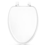 Elongated Wood White Toilet Seat Power Clean