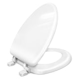Elongated Wood White Toilet Seat Power Clean