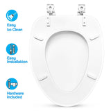 Elongated Wood White Toilet Seat Power Clean