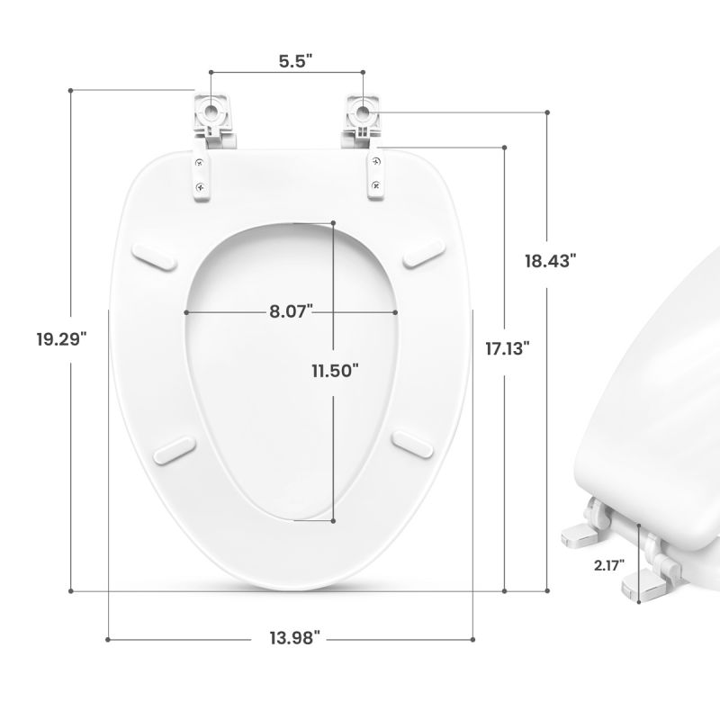 Elongated Wood White Toilet Seat Power Clean