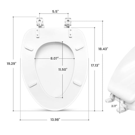 Elongated Wood White Toilet Seat Power Clean
