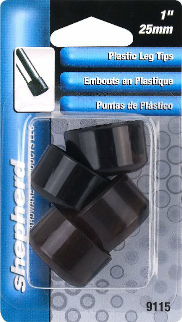 Plastic Leg Tips 1" Black Shepherd