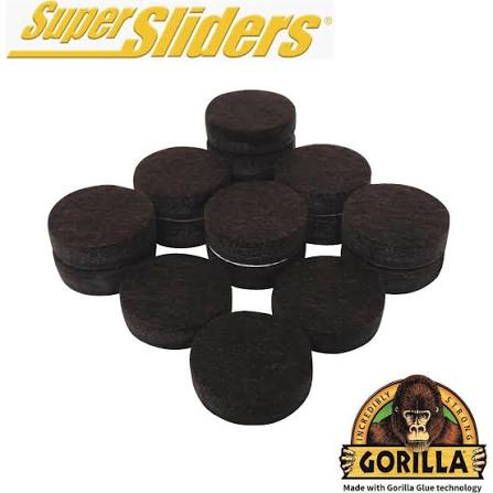 Super Sliders Felt Pads in Brown Color | Self-Adhesive Floor Protectors | 1 Inch | 16-Pack | Gorilla