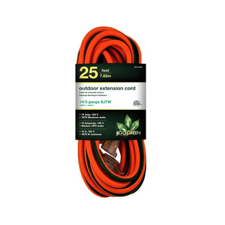 Extension Cord 25FT Orange Go Green