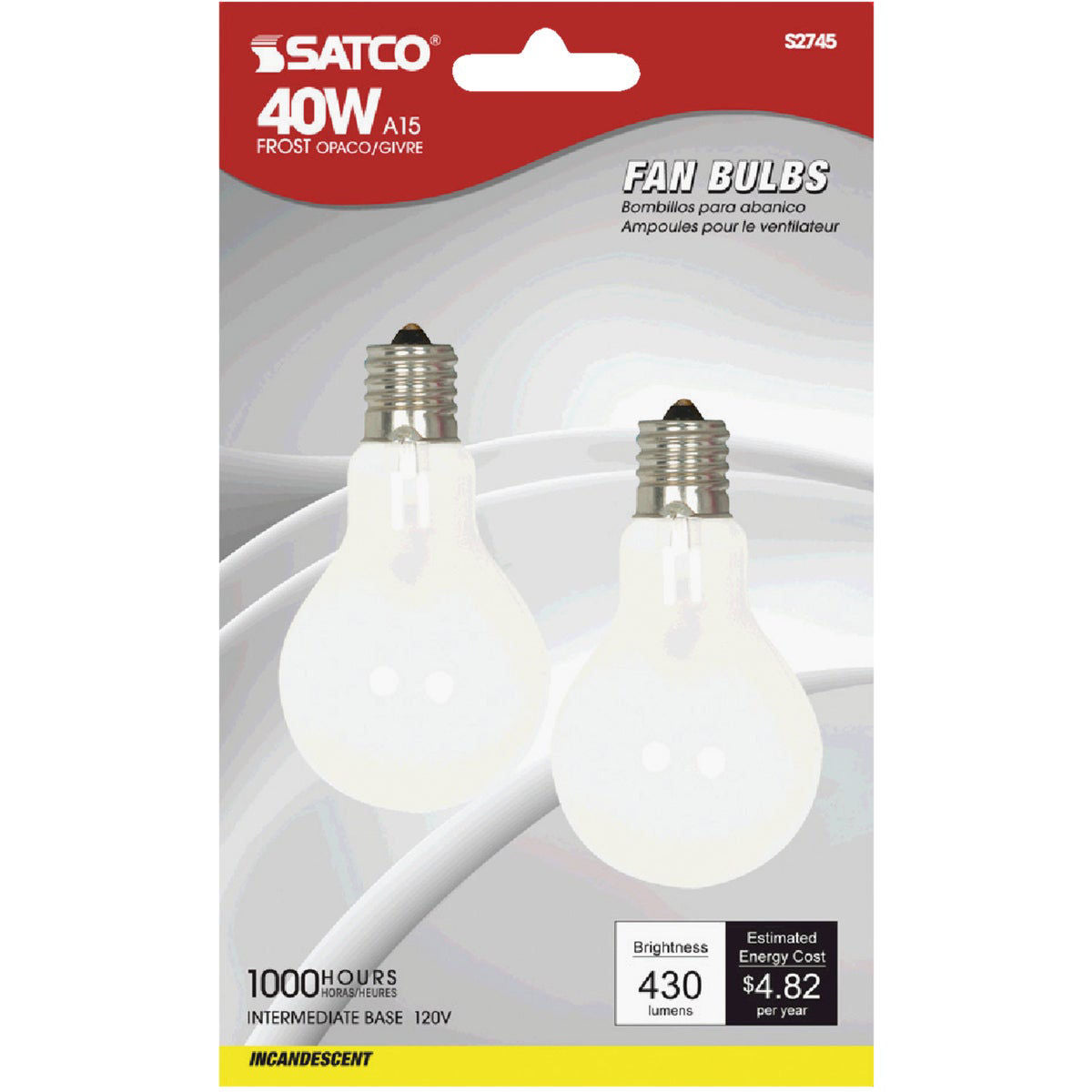 Fan Bulbs 40W Frost 2PK Satco