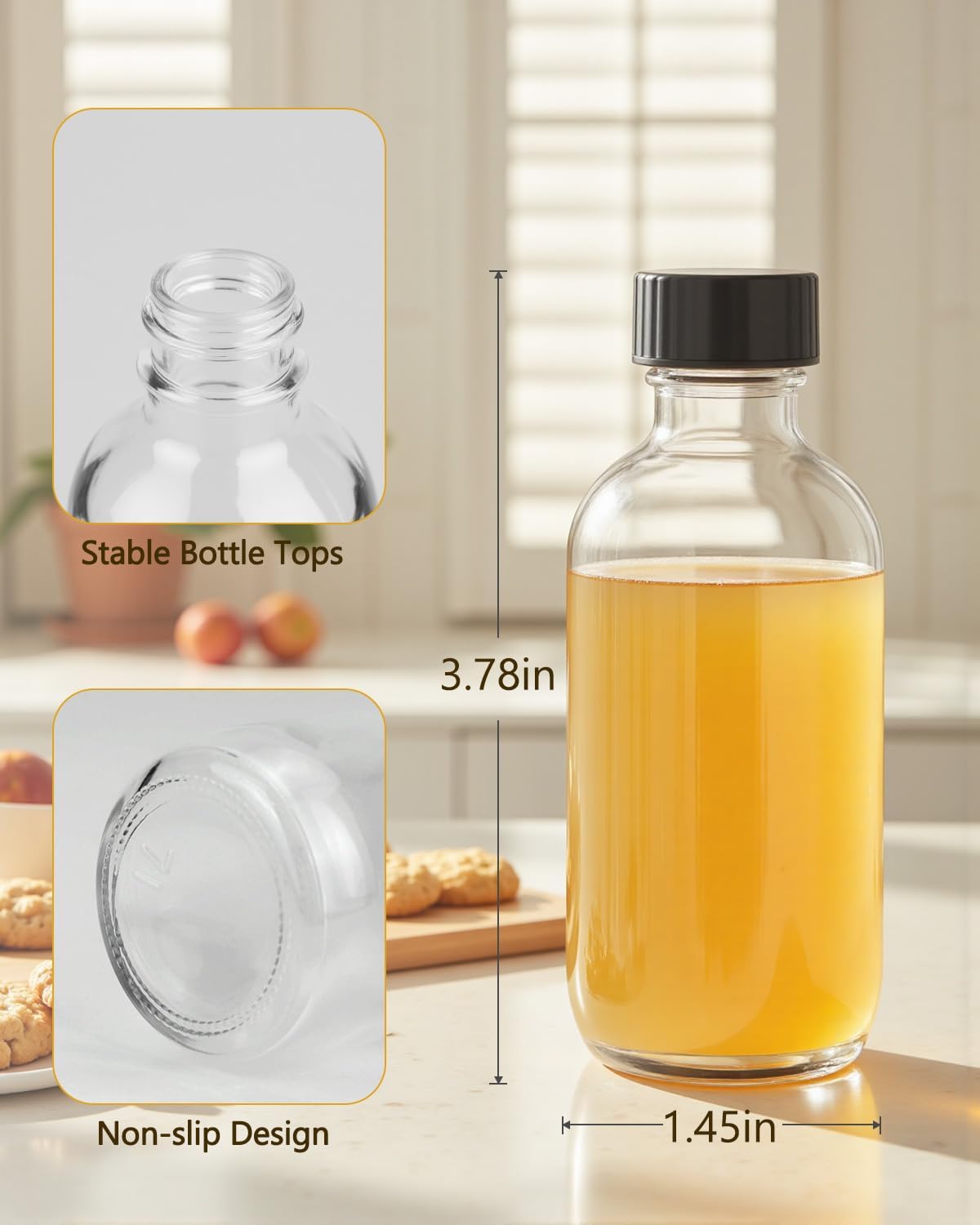 Boston Round Glass Bottles | 2oz | ‎Clear