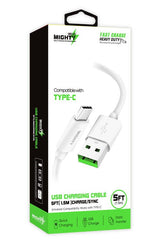 USB Type C Charging Cable 5 ft | Fast Charging | White | Mighty Wireless