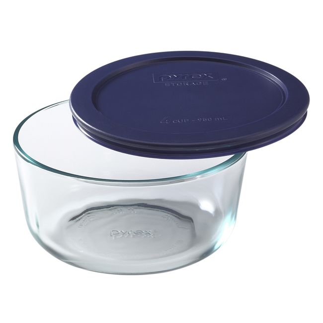 Glass Storage 4 Cup Blue Pyrex