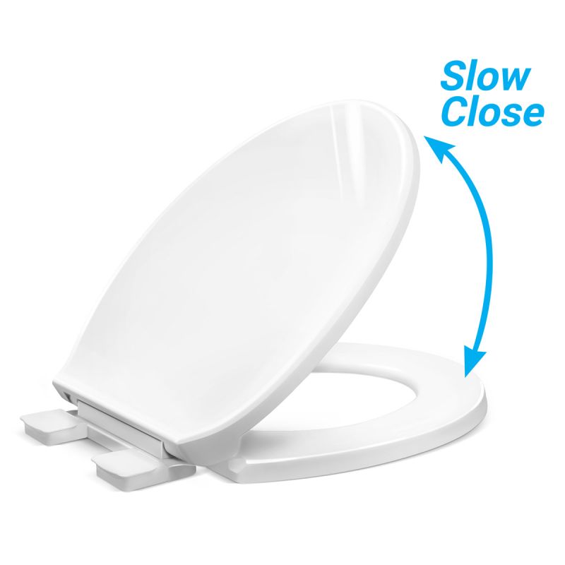 Slow Close Round Plastic Toilet Seat Power Clean