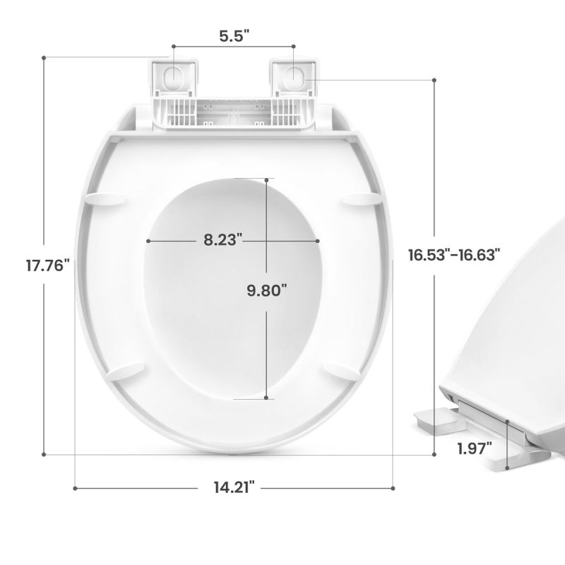 Slow Close Round Plastic Toilet Seat Power Clean