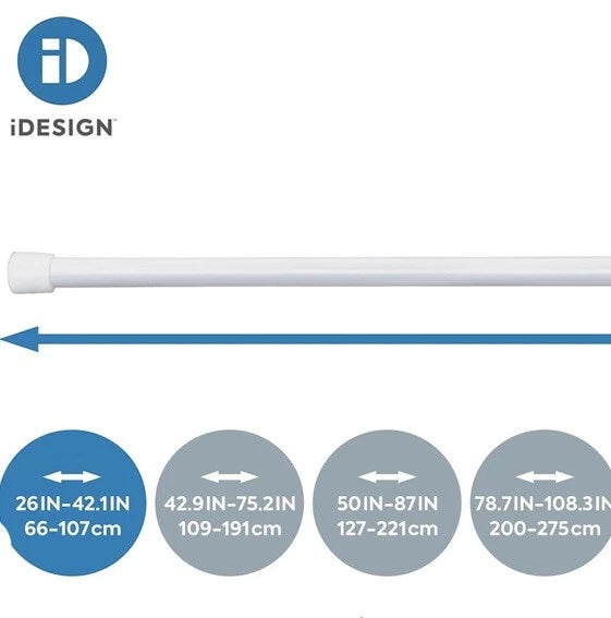 Shower Curtain Rod in White Color | 70” x 72” | iDesign