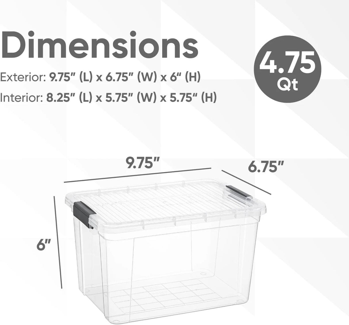 Clear Storage Box w/Lid 4.7QT Superio