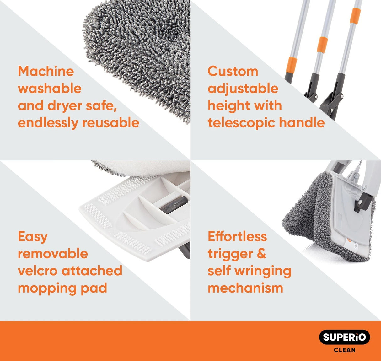 Superio Microfiber Self-Wring Mop | Washable Pad