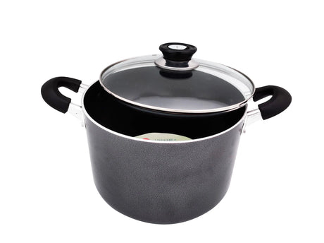8QT Non-Stick Pfluon Coated Stock Pot w Glass Lid